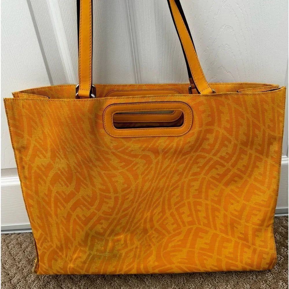 AUTH YELLOW FENDI TOTE!!!